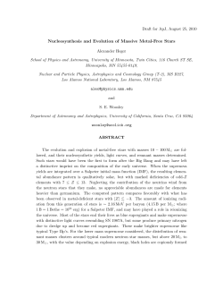 Nucleosynthesis and Evolution of Massive Metal