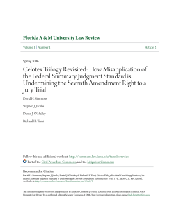 Celotex Trilogy Revisited - Scholarly Commons @ FAMU Law