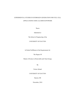 EXPERIMENTAL STUDIES IN HYDROGEN GENERATION FOR