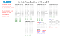 GAL South African Coastals as of 19th May 2017