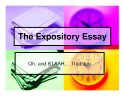 The Expository Essay - El Paso High School