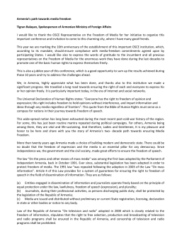 Armenia`s path towards media freedom Tigran Balayan