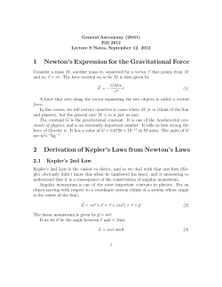 1 Newton`s Expression for the Gravitational Force 2 Derivation of