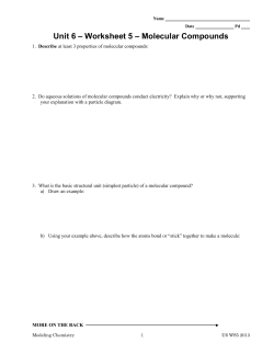 Unit 6 &ndash; Worksheet 5 &ndash; Molecular Compounds