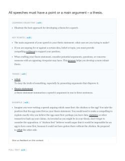 All speeches must have a point or a main argument &ndash; a