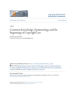 Common Knowledge: Epistemology and the Beginnings of