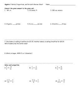 Algebra 1 Ratios, Proportions, and Percent`s Review Sheet Name