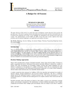 A Budget for All Seasons - American University of Ras Al Khaimah