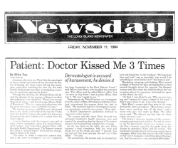 Newsday: Patient: Doctor Kissed Me 3 Times
