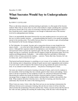 What Socrates Would Say to Undergraduate Tutors