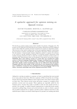 A syntactic approach for opinion mining on Spanish