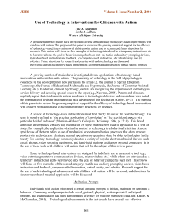 Use of Technology in Interventions for Children with Autism