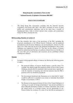 1 Hong Kong Bar Association`s Views on the National Security