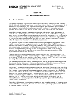 RETAIL ELECTRIC SERVICE TARIFF P.S.C. Md. No. 3 RIDER NM