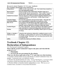 Textbook Chapter 12: Declaration of Independence