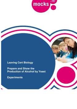 Prepare and Show the Production of Alcohol by Yeast