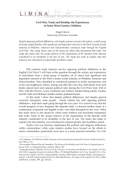 Civil War, Trade and Kinship: the Experiences of Some West