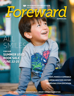 Foreward newsletter June 2016 - Denver Public Library Friends