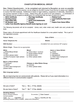 New Registration Pack - Chastleton Medical Group
