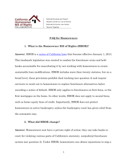 FAQ for Homeowners - California Homeowner Bill Of Rights