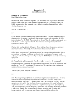 Economics 345 Applied Econometrics Problem Set 7&mdash;Solutions