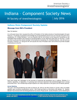 ISA Newsletter - July 2016 - Indiana Society of Anesthesiologists