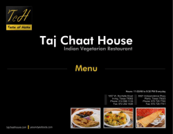 Menu - Taj Chaat House