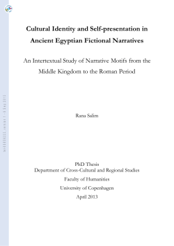 Cultural Identity and Self-presentation in Ancient Egyptian Fictional