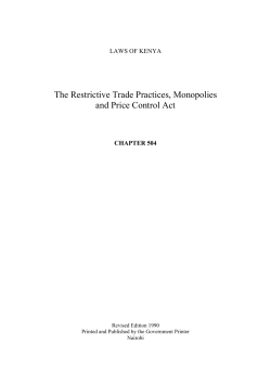 The Restrictive Trade Practices, Monopolies and Price Control Act