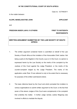 written argument submitted by the law society of south africa