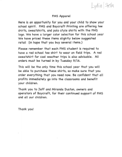 FMS Apparel Here is an opportunity for you and your child to show