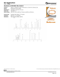 GC Application: Alcohols on ZB-WAX 30x.32x0.5 ID