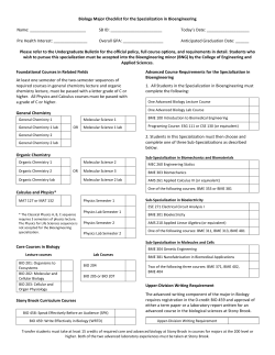 Biology Major Checklist for the Specialization in Bioengineering