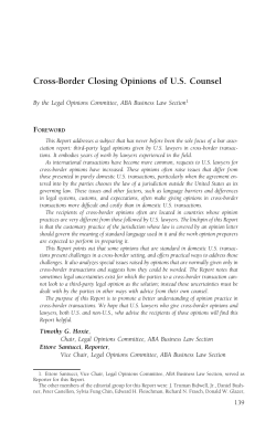Cross-Border Closing Opinions of US Counsel