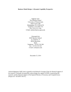 Business Model Design: A Dynamic Capability Perspective Raphael