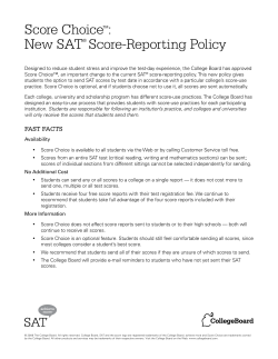 Score Choice&trade;: New SAT&reg; Score-Reporting Policy