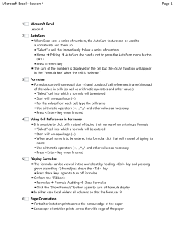 Microsoft Excel&mdash;Lesson 4 Page 1
