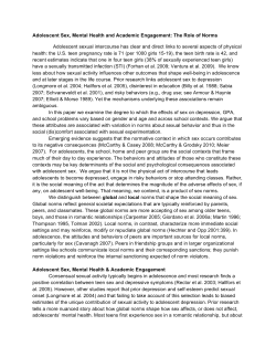 Adolescent Sex, Mental Health and Academic