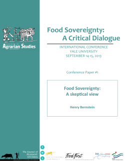 Food Sovereignty: A Critical Dialogue