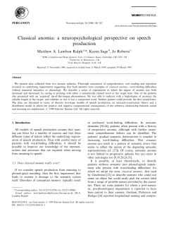 Classical anomia: a neuropsychological perspective on speech