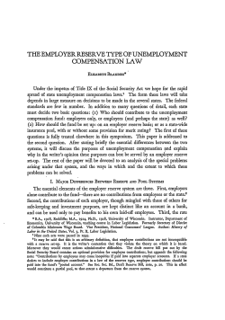 The Employer Reserve Type of Unemployment Compensation Law