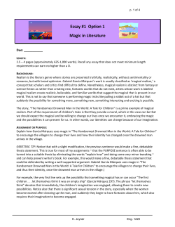 Essay #1 Option 1 Magic in Literature