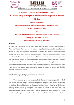 A Perfect World or an Oppressive World: A Critical Study of Utopia