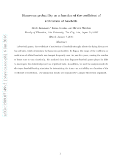 Home-run probability as a function of the coefficient of restitution of