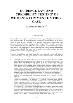 evidence law and `credibility testing` of women: a comment on the e