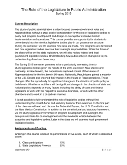 The Role of the Legislature in Public Administration