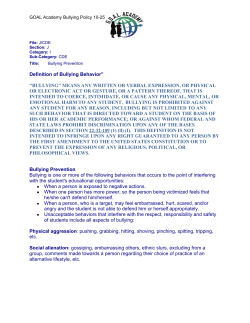 Definition of Bullying Behavior&rdquo; "BULLYING