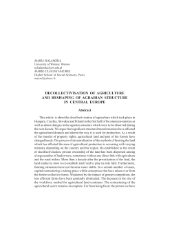 deCoLLeCtIVISAtIon oF AGrICULtUre And reSHAPInG oF AGrArIAn