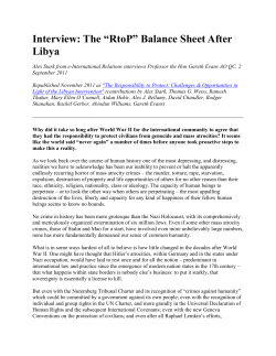 Interview: The &ldquo;RtoP&rdquo; Balance Sheet After Libya
