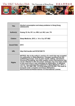 Title Alcohol consumption and sleep problems in Hong Kong